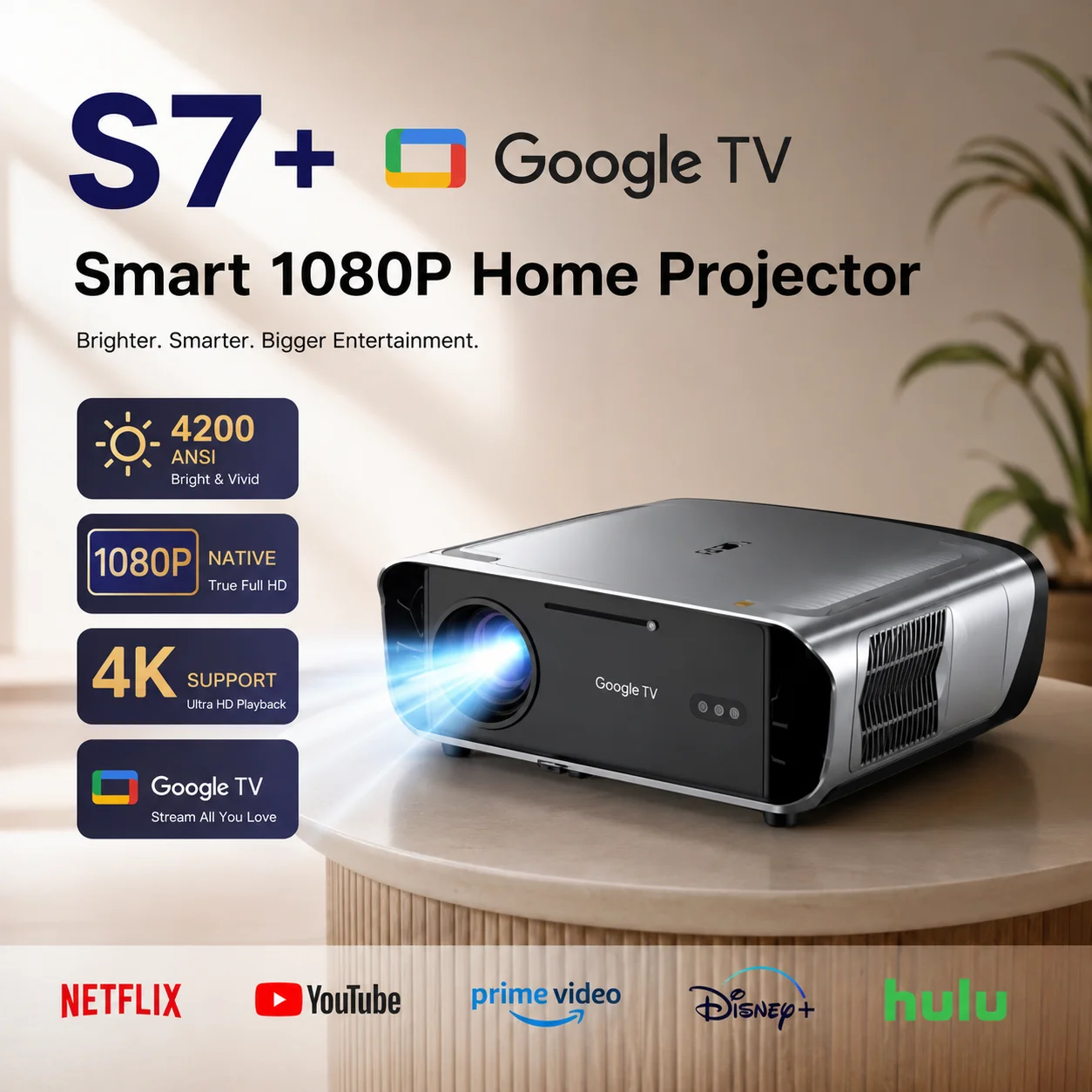 Home Cinema Couch - S7 4200ANSI 네이티브 1080P 4K UHD