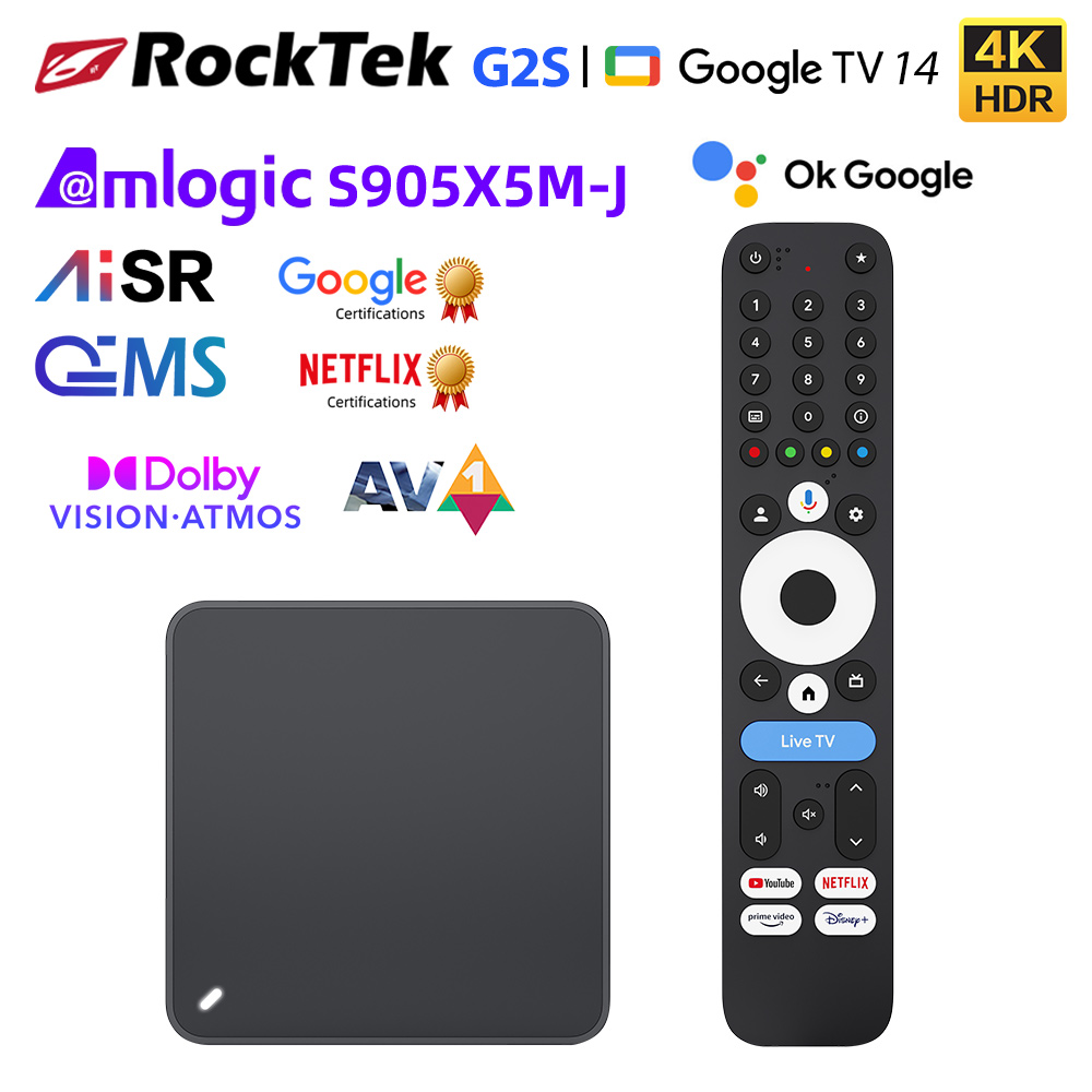 Home Cinema Dolby Atmos - RockTek G2S UHD 구글 TV 박스