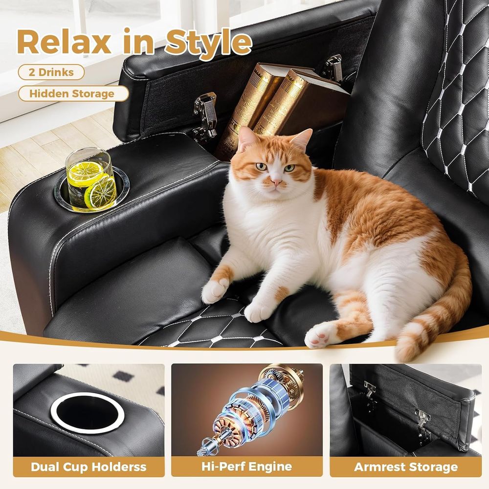 USB 포트와 컵홀더가 있는 전동 리클라이너 의자 -  - Home Cinema Couch 리뷰 및 가격
