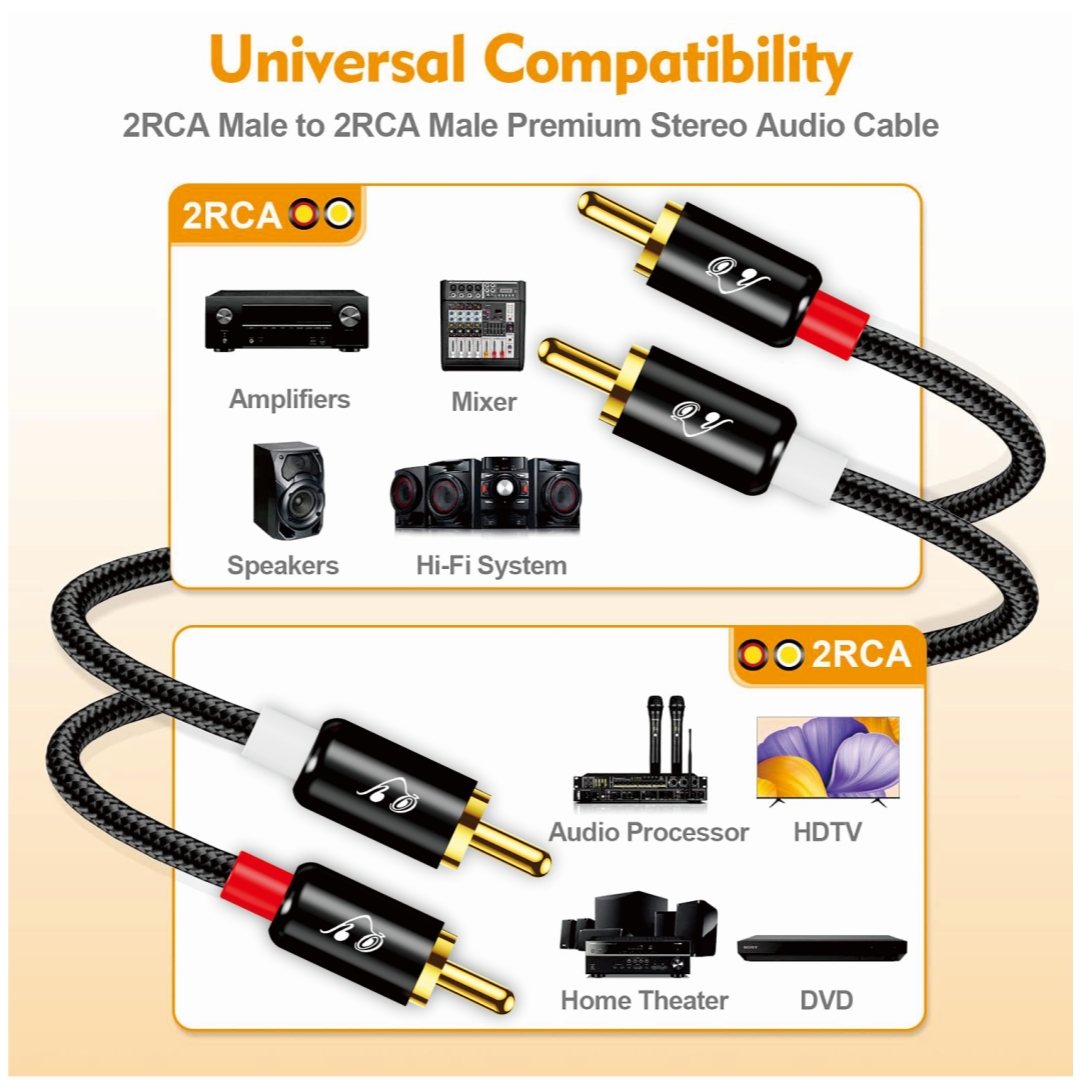 RG 2 RCA - 2 RCA 스테레오 케이블, 24K - Home Cinema Equipment 리뷰 및 가격